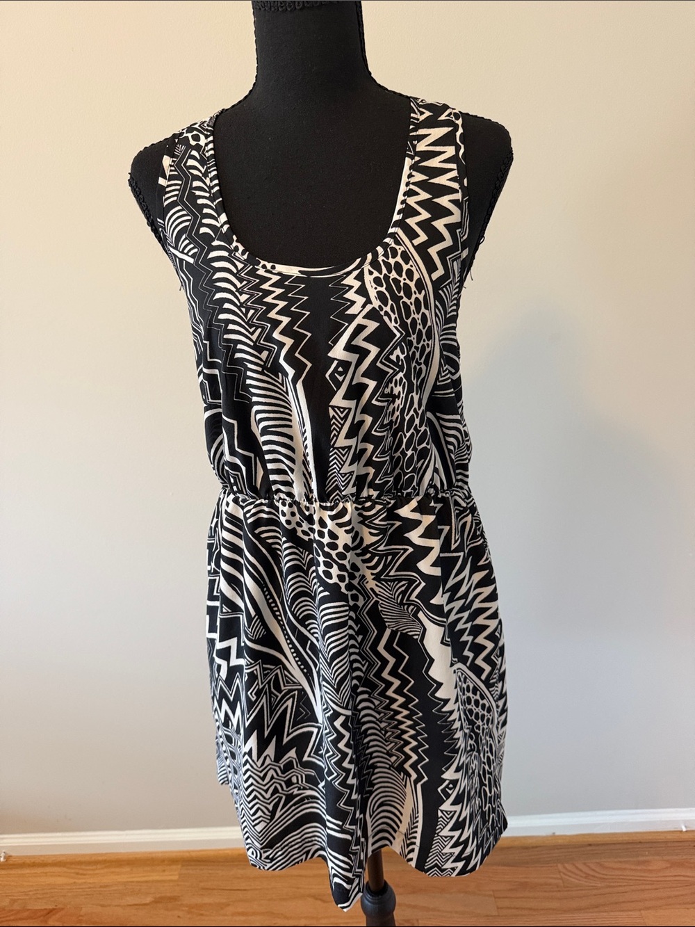 Mind Code Black and White Geometric Mini Dress